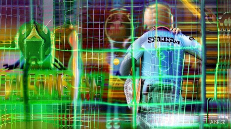 挪威球星哈兰德在曼城俱乐部比赛中大力射门的特写镜头，关联其国家队世界杯前景