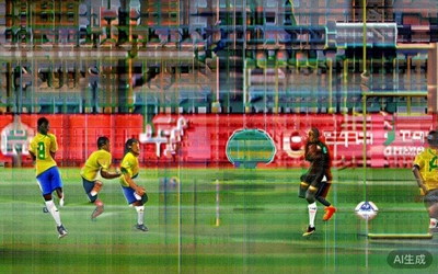 巴西国家男子足球队在比赛中展现华丽进攻配合的精彩瞬间