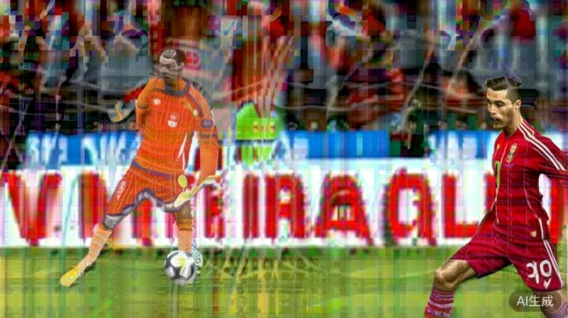 葡萄牙球星C罗与荷兰队球员在以往大赛中同场竞技的图片