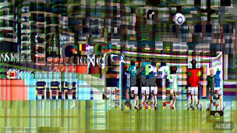 各洲国家队正在进行世界杯预选赛的赛场画面，球员争抢足球的激烈瞬间