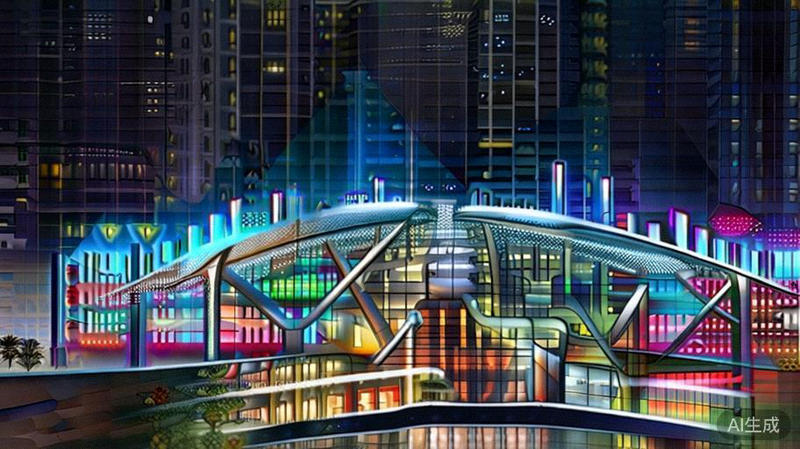 洛杉矶SoFi体育场现代建筑与夜景 - 高科技屋顶结构