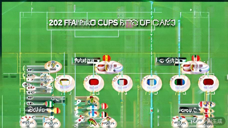 2026世界杯小组赛阶段赛制示意图，展示16个小组每组3队的对阵形式