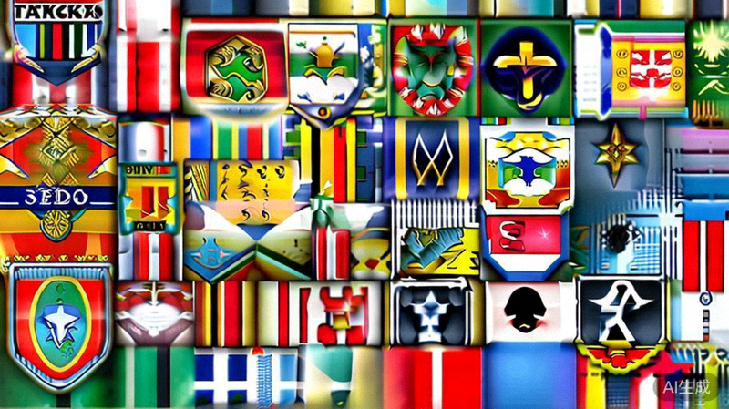 巴西、法国、阿根廷等传统强队与潜在黑马球队的队徽及球星合成展示图