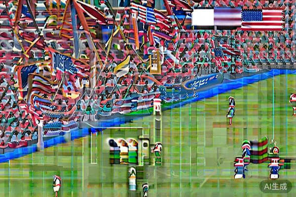 2026世界杯小组赛焦点对决：美国队对阵英格兰队的球场模拟画面，两队球员在争抢足球