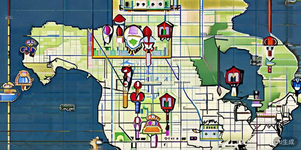 北美地图，标注了美国、加拿大、墨西哥三国举办世界杯比赛的主要城市和体育场位置